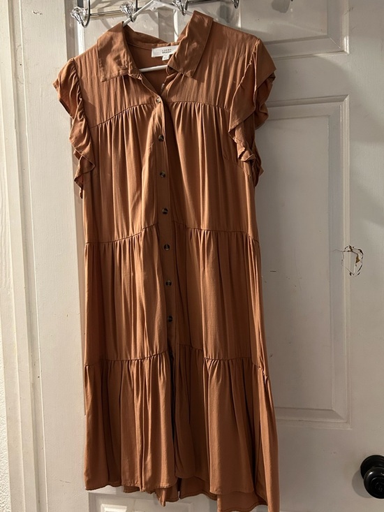 Lucky Brand Dresses & Skirts - Lucky Brand Rust-Toned Tiered Button-Front Midi Dress